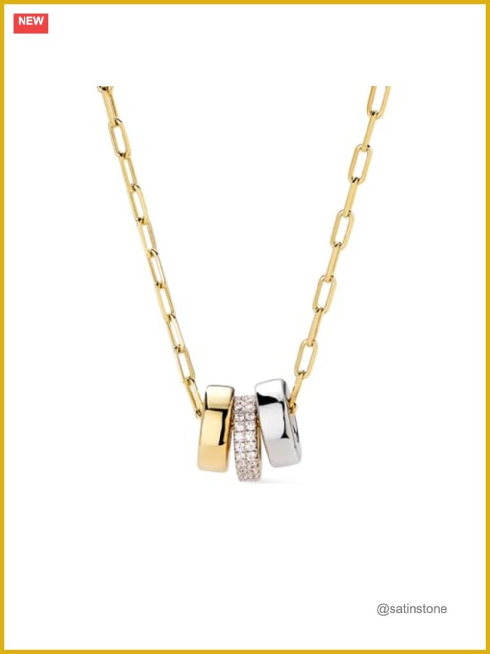 14K Gold Plated & Silver Rhodium Pendant Necklace with Charm